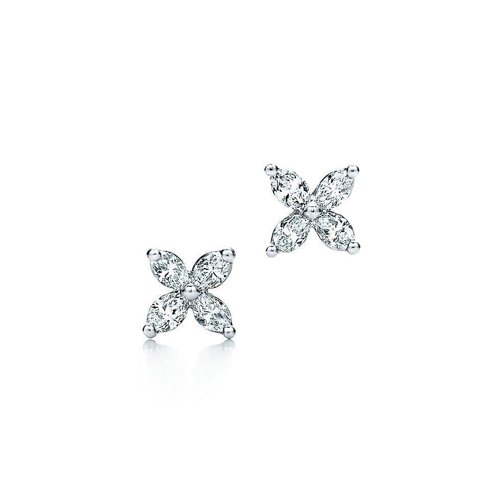 Tiffany Victoria® Earrings in Platinum with Diamonds