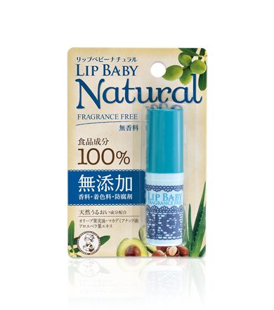 曼秀雷敦Lip Baby Natural無添加護唇膏 (712日元連稅/ 4g) 蘊含橄欖果油，澳洲堅果油等天然保濕成分。有效防止嘴唇乾燥粗糙，使嘴唇水潤豐滿。低刺激性，無色素和防腐劑。