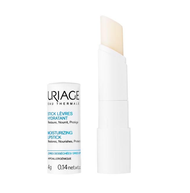 Uriage Stick Levres 潤唇膏(4g) 內有琉璃苣油、乳木果油、維生素C和E等成分，能有效為唇部帶來滋潤養分，修復脆弱受損的肌膚。