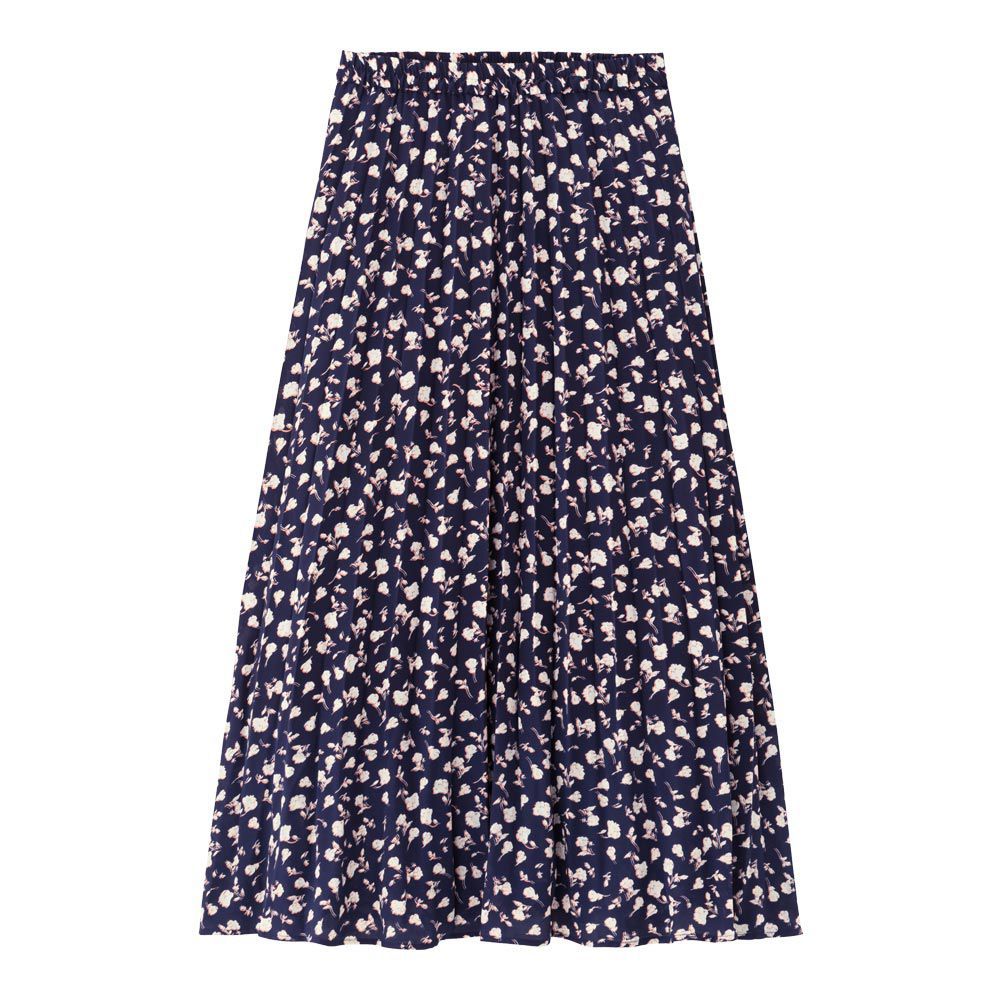 2020年初春時尚系列 Pleated long skirt(flower)（藍/米白/森林綠）HK$179