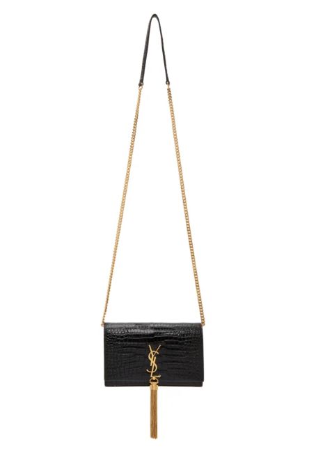 Black Croc Kate Tassel Chain Wallet Bag(原價$12950，折後$11137)