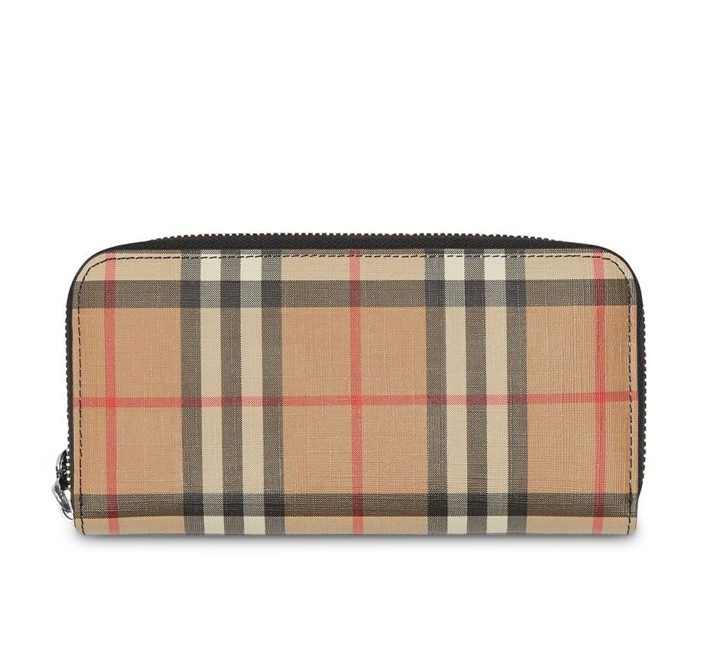 BURBERRY - Vintage Check and Leather Ziparound Wallet(6折後港幣$2,340)