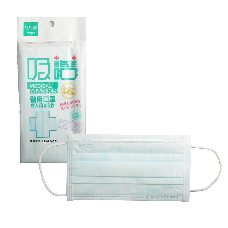 1. 優の生活大師UdïLife B9859吸護醫用口罩  產地台灣 | 細菌過濾效率為99.7% | 售價：$2.58/個