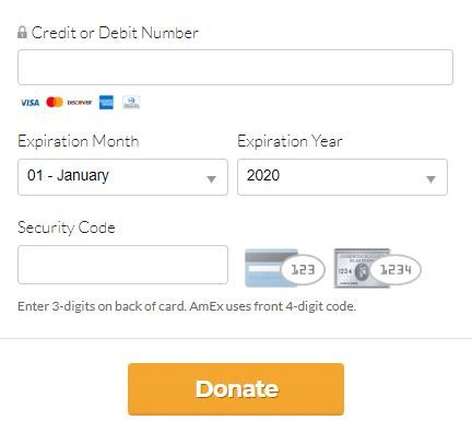 Step3：填寫個人信用卡資料，然後點擊「Donate」。