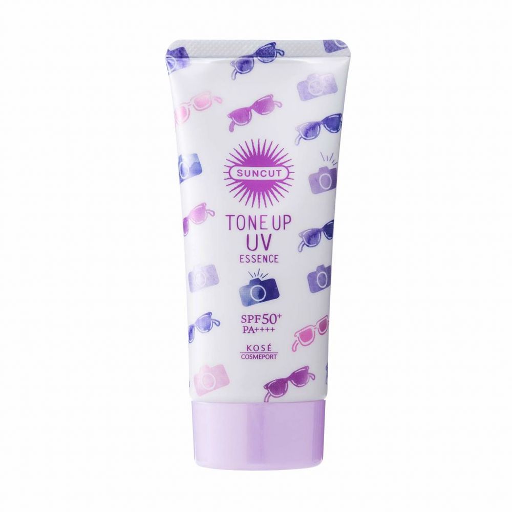 3. KOSÉ Cosmeport SUNCUT Tone Up UV Essence SPF50+ PA++++ 薰衣草紫色有助修飾肌膚，珠光效果提升皮膚透明感，營造柔焦效果。