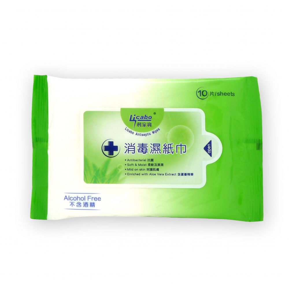 利家寶消毒濕紙巾 Licabo Antiseptic Wipes 售價：$28/10片x2包
