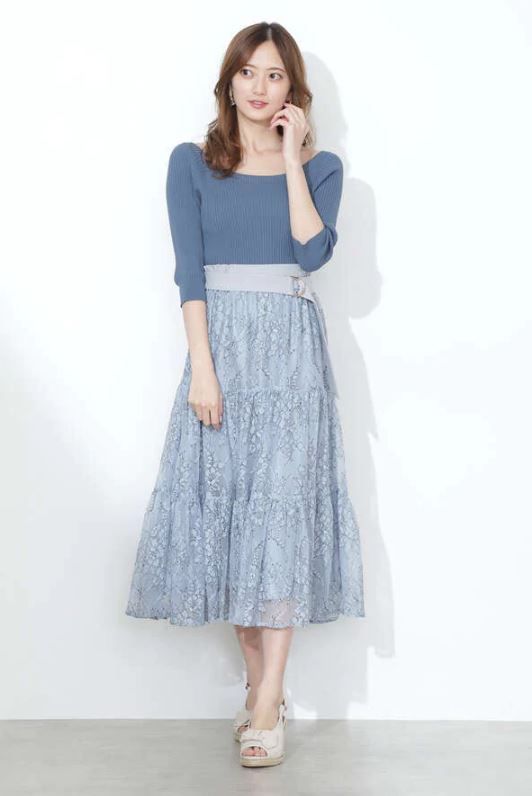   2Way針織套裝+蕾絲半裙套裝  (日元16,300未連稅)