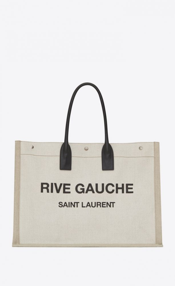 15 SAINT LAURENT rive gauche tote bag in linen and leather售價HKD$ 9,950