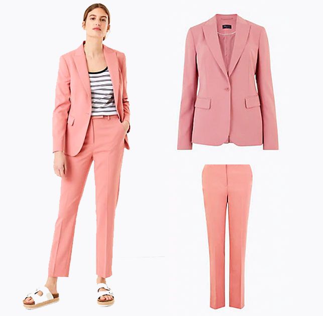 Marks & Spencer：Single Breasted Blazer (HK$999), Mia Slim Cotton Blend Ankle Grazer Trousers (HK$599)