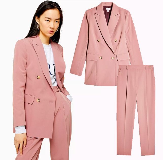 TOPSHOP：Dusty Pink Double Breasted Suit (£30.00, 約HK$285)
