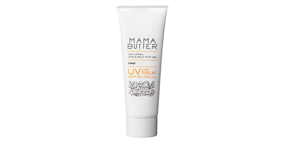 第2位 MAMA BUTTER UV care milk SPF30/ PA +++；容量：60ml | 價格：1836円。（防曬度：A 溫和度：A 舒適度：C 易卸度：B）