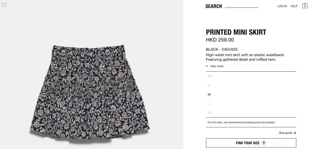 ZARA Printed Mini Skirt HKD 259.00