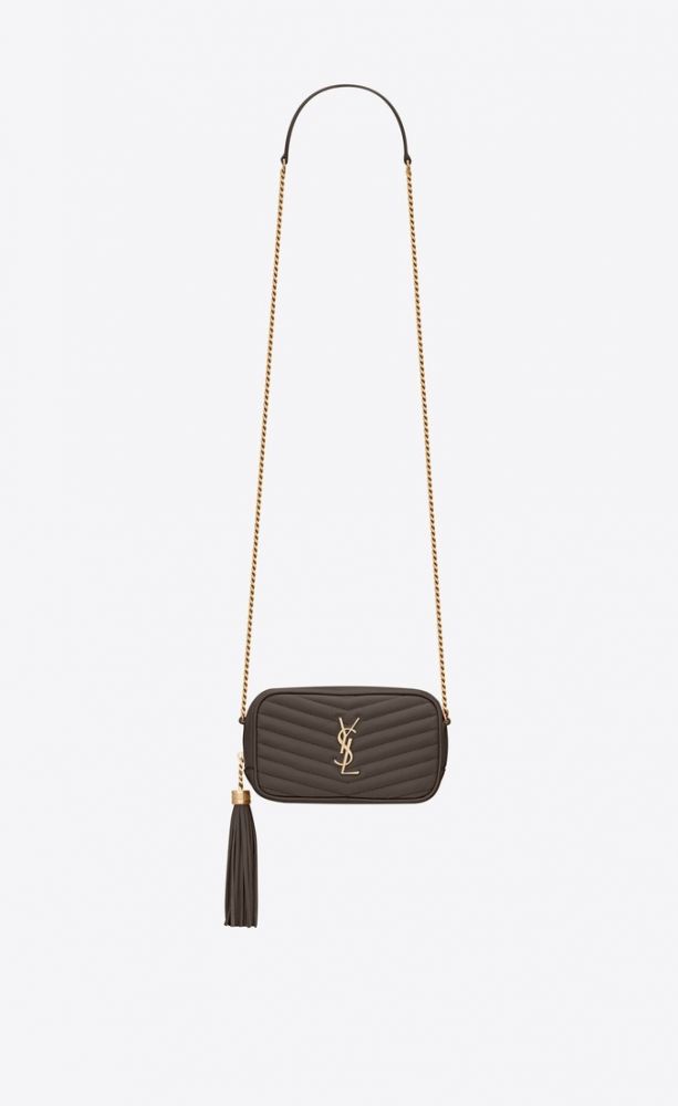 YSL Lou Mini Bag In Matelasse Grain De Poudre Embossed Leather #Pebble（售價港幣$8,500）