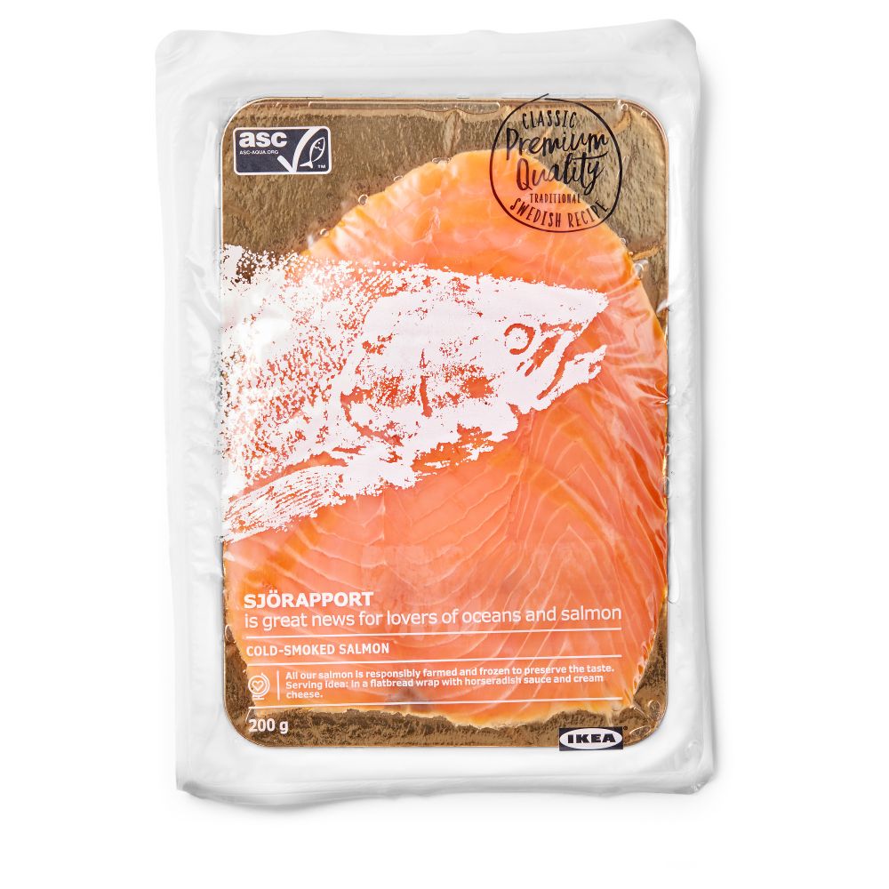 No.5：SJÖRAPPORT 挪威煙三文魚  煙三文魚的用途廣泛，無論沙律還是意粉都少不了它！而出產自挪威的三文魚品質有一定的保證，買一兩包在廚房「看門口」是個不錯的選擇～