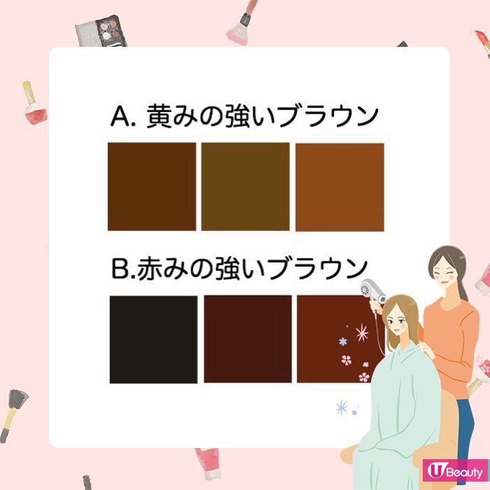 4. 你的瞳孔最接近哪種顏色？  A. 偏黃棕色  B. 偏紅棕色