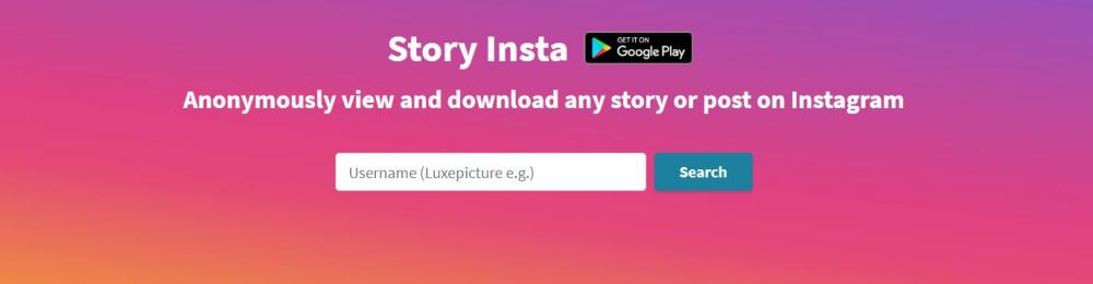 Step1：打開 StoryInsta.com網頁，輸入對方賬戶名稱（對象是公開帳戶均有效），再按Search搜尋。