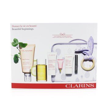 3. CLARINS Maternity Set (HK$620，原價HK$776): Stretch Mark Expert+ Tonic Treatment Oil+ Body Scrub+ Beauty Flash Balm+ Multi-Active Yeux+ Mascara+ Bag