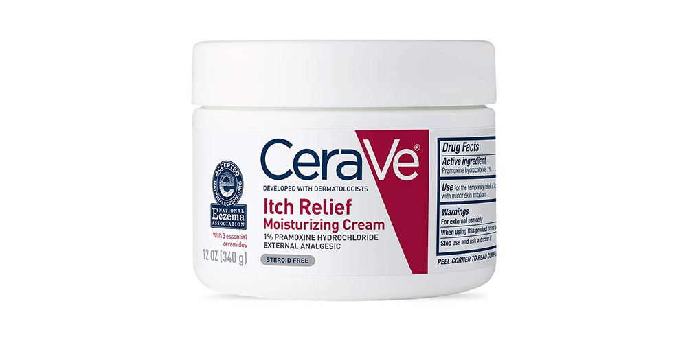 濕疹面霜推薦12. CeraVe Itch Relief Moisturizing Cream。 富含有三種神經酰胺成份，有助於恢復保護性皮膚屏障。無刺激性，不含類固醇及香料，不致粉刺、不堵塞毛孔，適合所有膚質。