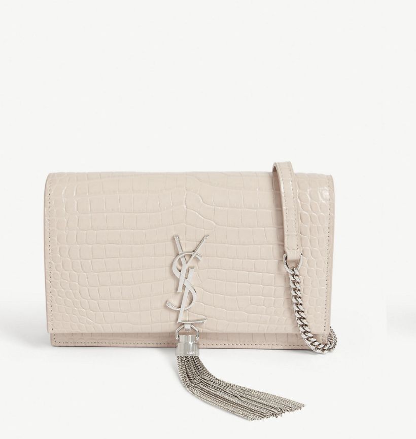 Kate tassel crocodile-embossed leather wallet-on-chain $9200