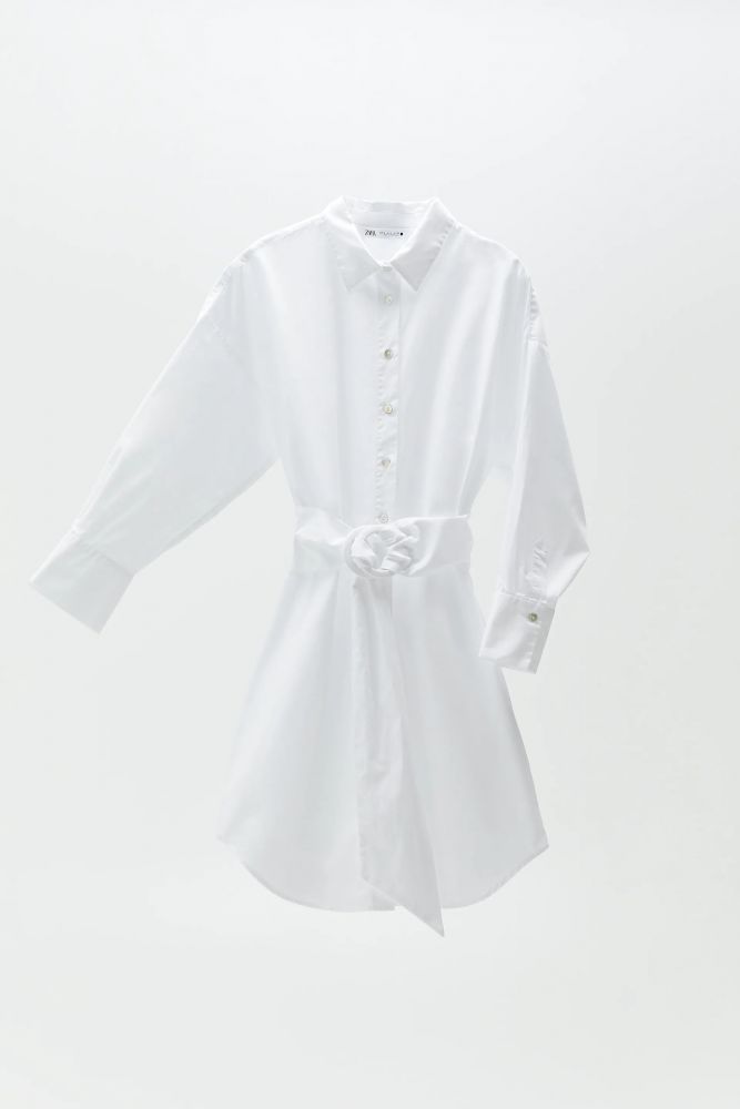  府綢襯衫式連身裙 (原價HKD $499，現售HKD$229)