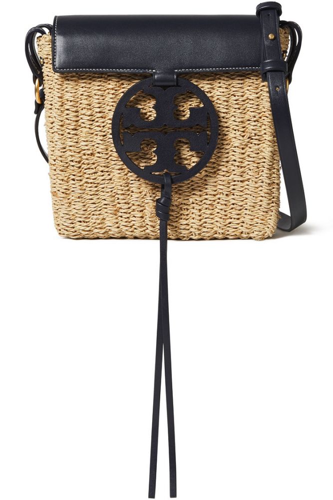 Leather-trimmed logo-embellished straw shoulder bag 原價HK$ 3,212 | 41折優惠價HK$ 1,316