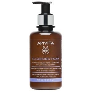 7.APIVITA 橄欖薰衣草泡沫潔面乳 |   功效： 抗氧化、卸妝、紓緩、清潔 |  這款橄欖薰衣草泡沫潔面乳能帶走污垢以及殘餘彩妝，當中的橄欖油和小麥蛋白可以滋潤皮膚、薰衣草則可以紓緩，蜂膠達到抗氧化和抗炎的作用，92%都是使用了天然成分適合所有肌膚使用。