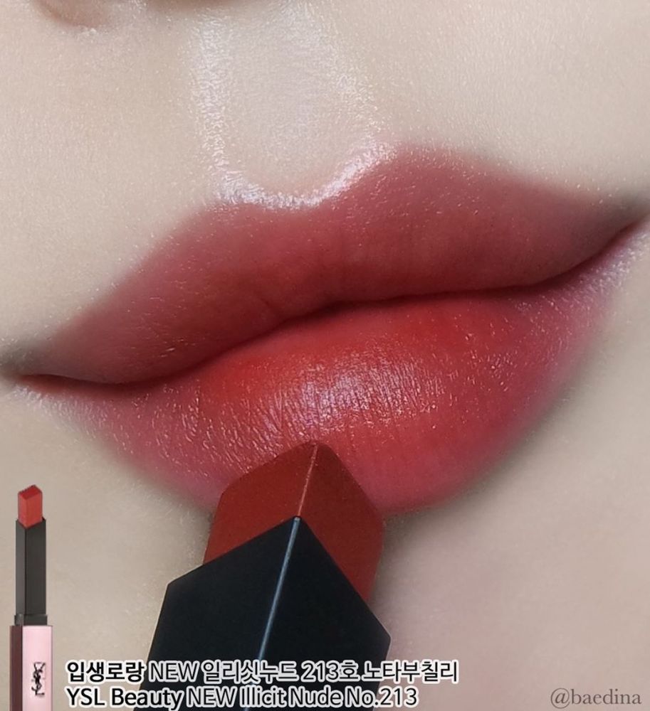 Yves Saint Laurent Rouge Pure Couture Exclusive The Slim Glow Matte Lipstick #213玫瑰咖啡色 試色圖