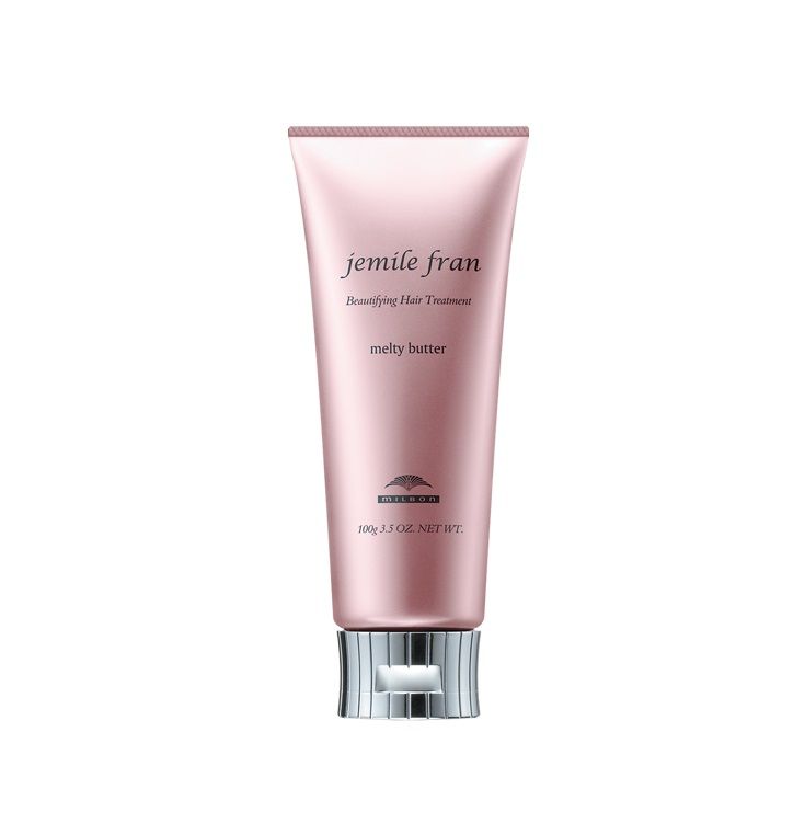 MILBON Jemile Fran Beautifying Treatment Melty Butter(￥2,200/100g) 按髮尾→中段，由下而上顺序涂抹于头髮上，再用风筒吹乾。蕴含辣木油(moringa oil)成分，可锁住头髮水分，抚平头髮毛躁，第2天醒来头髮更为顺滑。