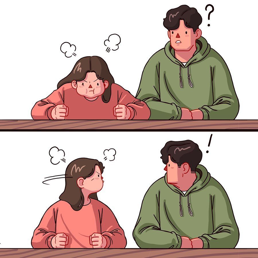 「我生氣了」:每次當我生氣時,你都用一些特別方法哄我,例如會取笑我、作弄我,令我覺得還是不要生氣好了。 「我生氣了」:每次當我生氣時,你都用一些特別方法哄我,例如會取笑我、作弄我,令我覺得還是不要生氣好了。