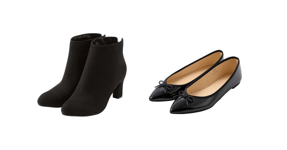 鞋子︰  選擇高跟的靴子和平底鞋，而黑色是最為百搭的基本款。
