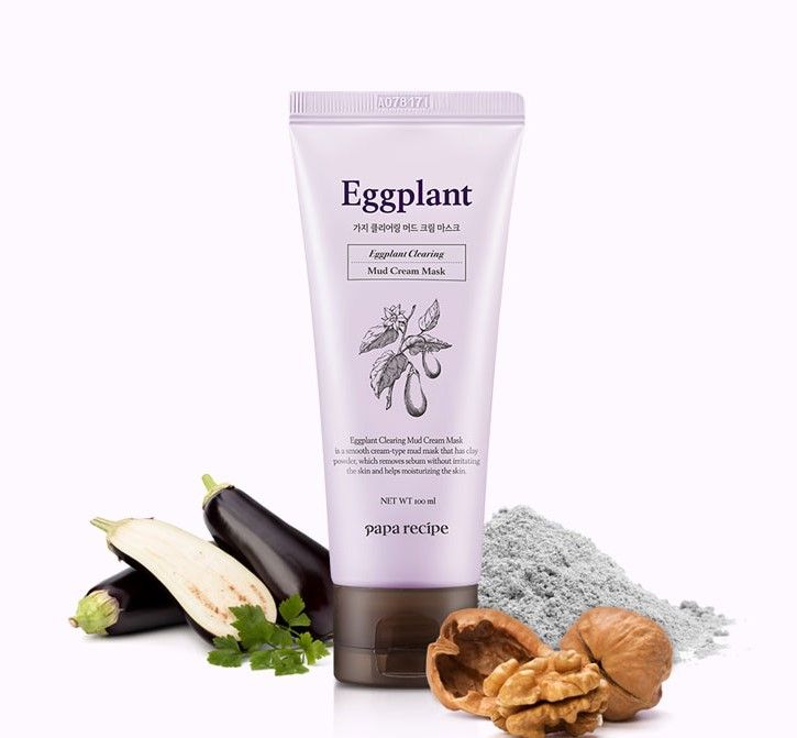 Papa Recipe Eggplant Clearing Mud Cream Mask (售價以官方為準/ 100ml)：茄子清除泥面膜內含茄子提取物、核桃殼粉及樺樹汁等成分，能有效紓緩肌膚、去除死皮、增加皮膚活力和彈性等功效。