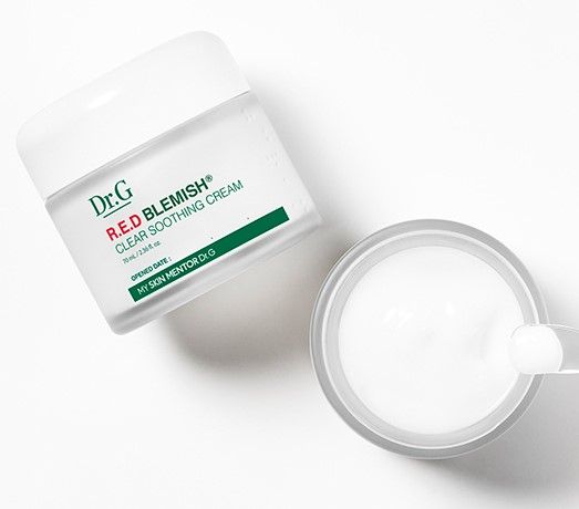 Dr.G RED Blemish Clear Soothing Cream (售價以官網為準 / 70ml)： 韓國品牌Dr.G保濕面霜含有積雪草複合物，有效為肌膚增加水分，以達至紓緩和鎮靜效果。