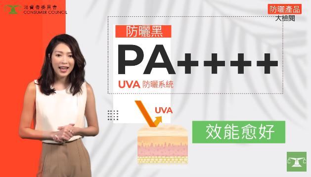 「PA System」主要用“+”號代表UVA的防曬效能。產品標示的“+”號越多，代表越能延長被曬黑的時間。