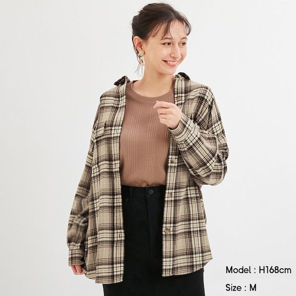 Flannel oversized check shirt (¥1,990 +税)