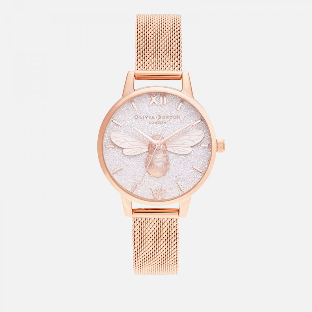 Olivia Burton Women's Glitter Dial Lucky Bee Watch - Rose Gold Mesh 原價 £145 (約港元$1,468) | 7折優惠價 £101.5 (約港元$1,027)