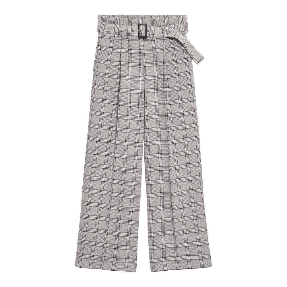 Brushed belted wide pants(check) $199