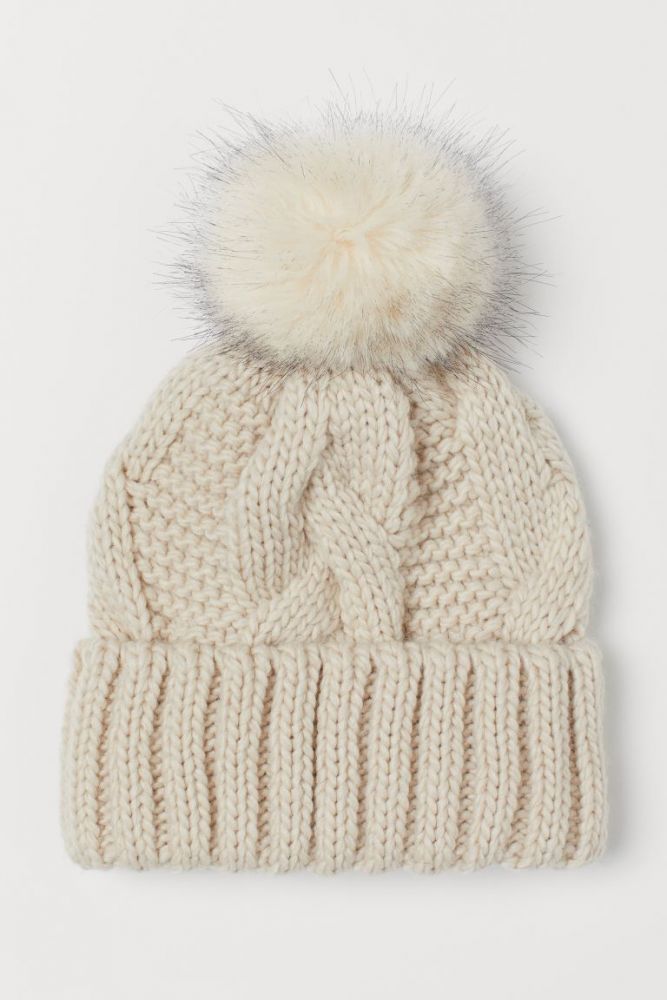 羊毛混紡針織帽 #淺米色 (售價HKD $80)