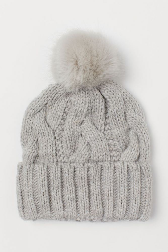 羊毛混紡針織帽 #淺灰混色 (售價HKD $80)