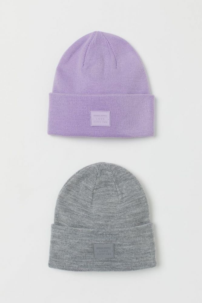 2入裝精織帽 #淺紫色/混灰色 (售價HKD $80)