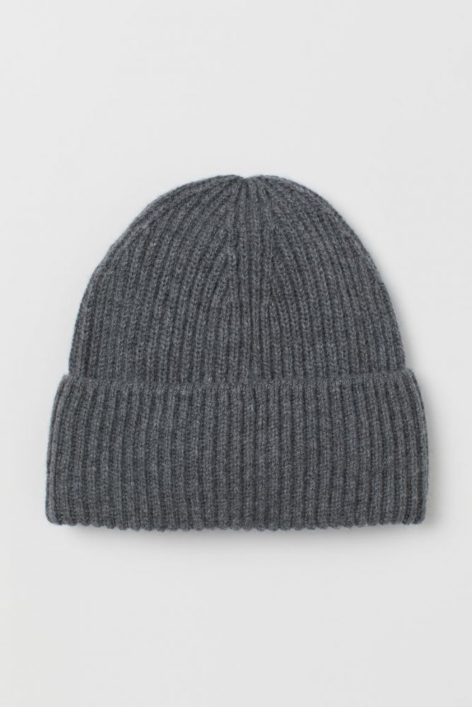 羅紋羊毛帽 #淺灰混色 (售價HKD $179)