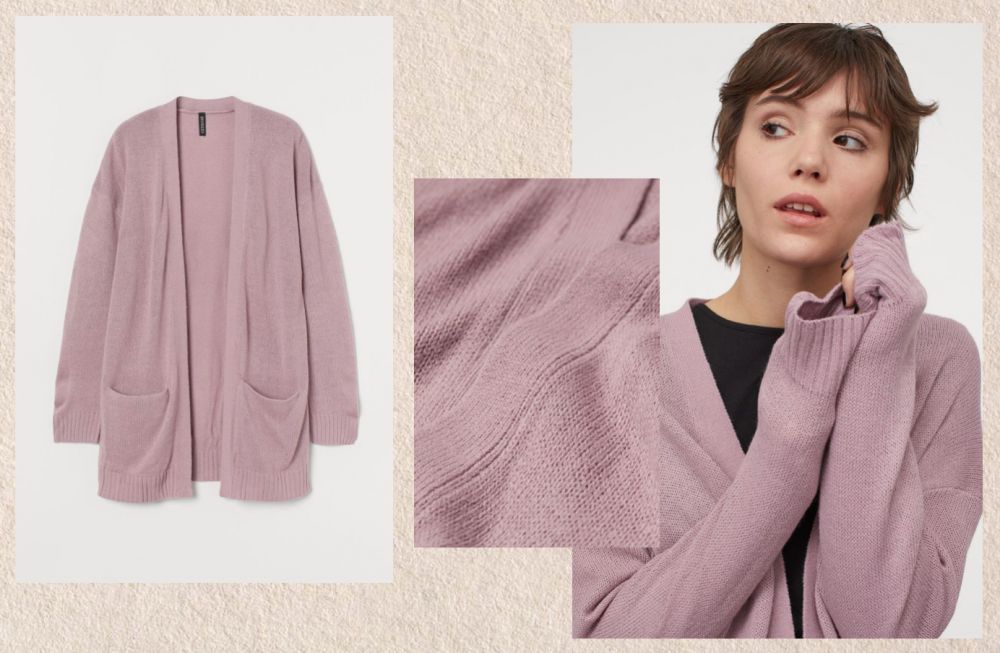 針織開襟衫 #粉藕紫  (售價HKD $100)