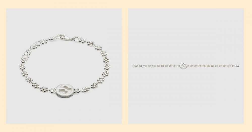 Interlocking G bracelet in silver（售價港幣$2,550）- 喜歡簡約低調的女生可以考慮這款Interlocking G手鍊，設計以銀花圖案串連起來，斯文帶有少女感。