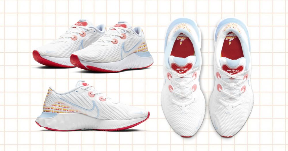 NIKE RENEW RUN 女子跑步鞋 #白/藍/珊瑚紅 (原價售價港幣 $699，優惠價 $419)