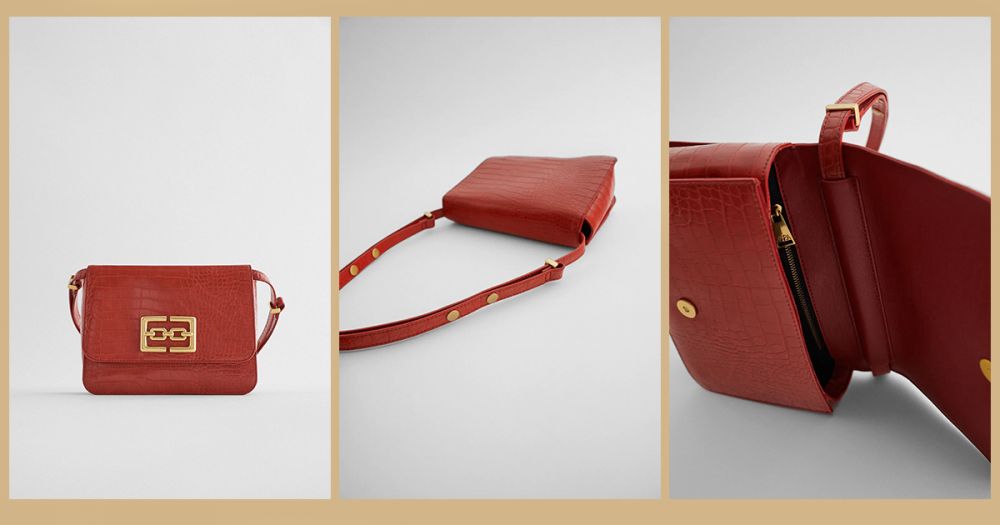ANIMAL PRINT CROSSBODY BAG WITH PENDANT #RED (售價HKD $399)