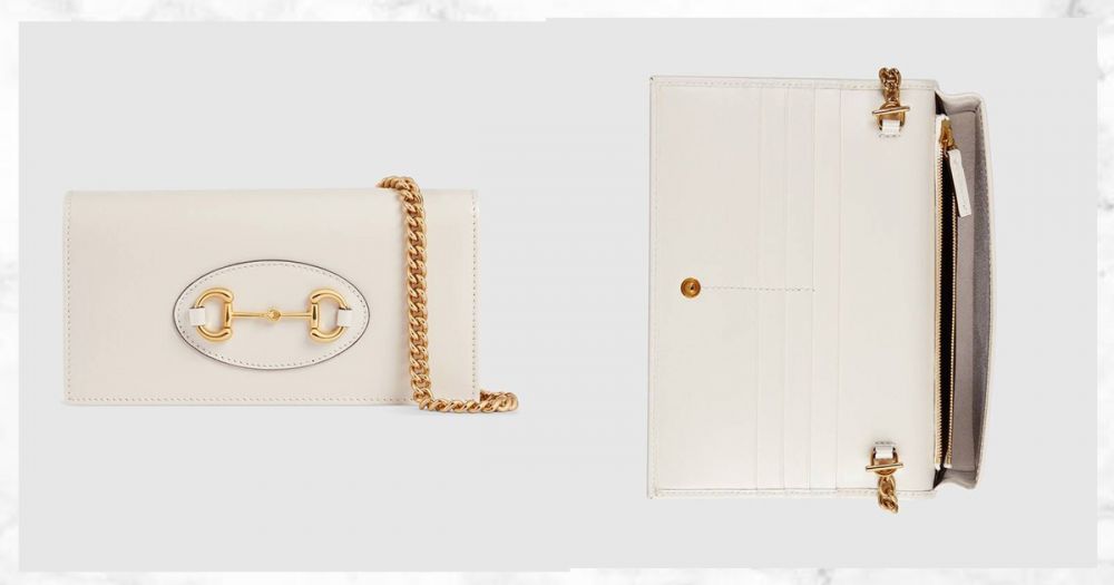 Gucci Horsebit 1955 wallet with chain #White Leather (售價港幣HKD $7,950)