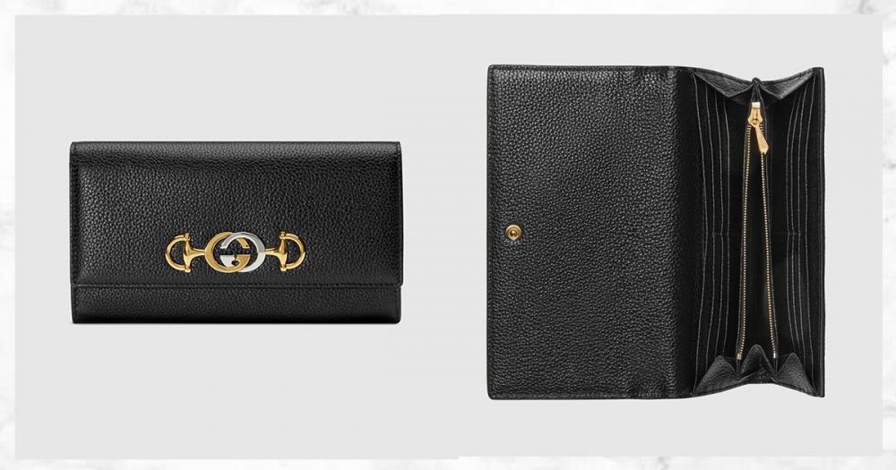 Gucci Zumi grainy leather continental wallet #Black Grainy Leather(售價港幣HKD $7,200)