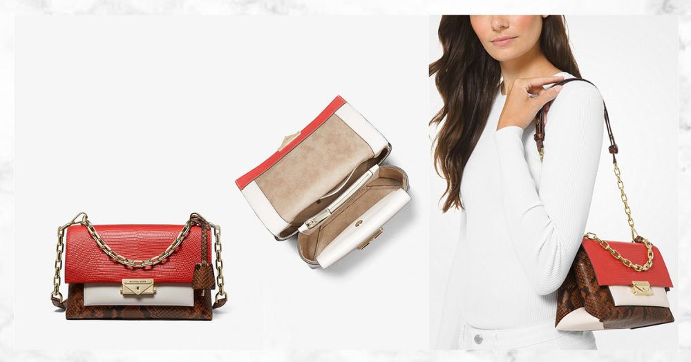 Cece Medium Color-Block Embossed Leather Convertible Shoulder Bag #Dkprsimn Mlt（原價HKD$4,880，現售$2,928）