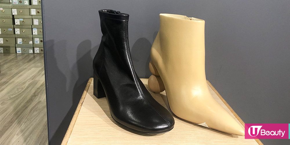 左：By Far黑色短靴 原價 HK$4250  | 特價 HK$1275； 右：Cult Gaia 奶茶色短靴 原價 HK$4780  | 特價 HK$1434