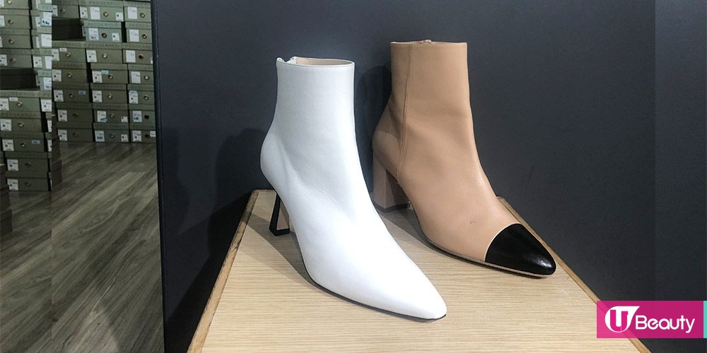 左：WANDLER白色短靴 原價 HK$5390  | 特價 HK$1617； 右：Stuart Weitzman拼色短靴 原價 HK$5400  | 特價 HK$2160