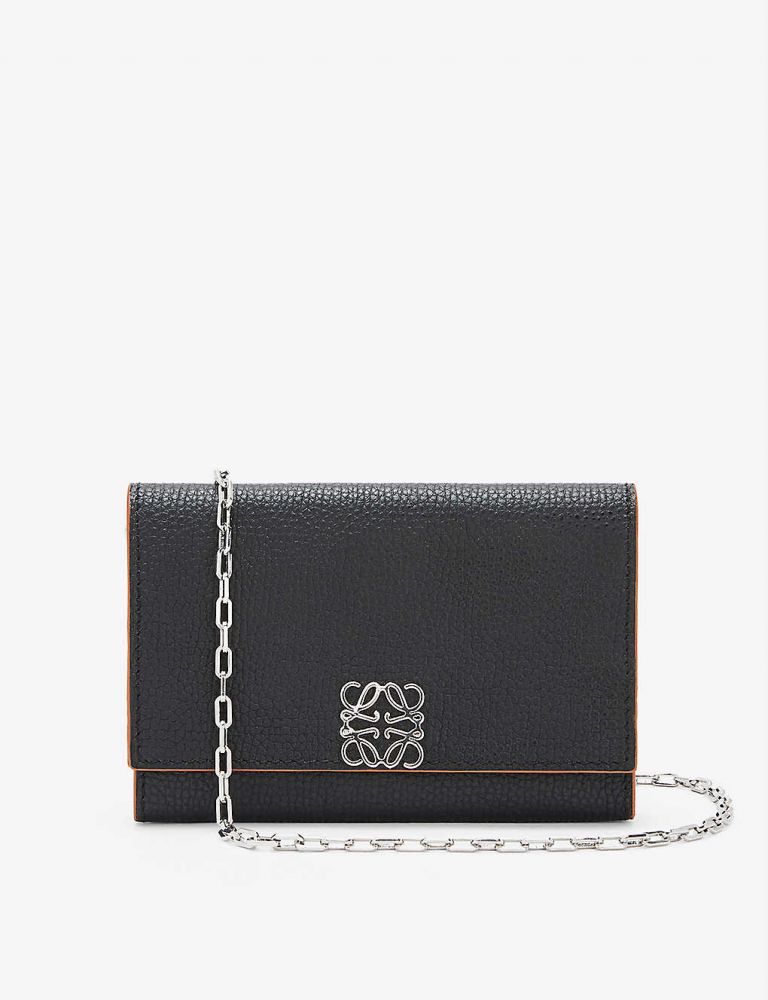 Anagram-embellished grained-leather wallet-on-chain  售價$6250｜折後 $5625